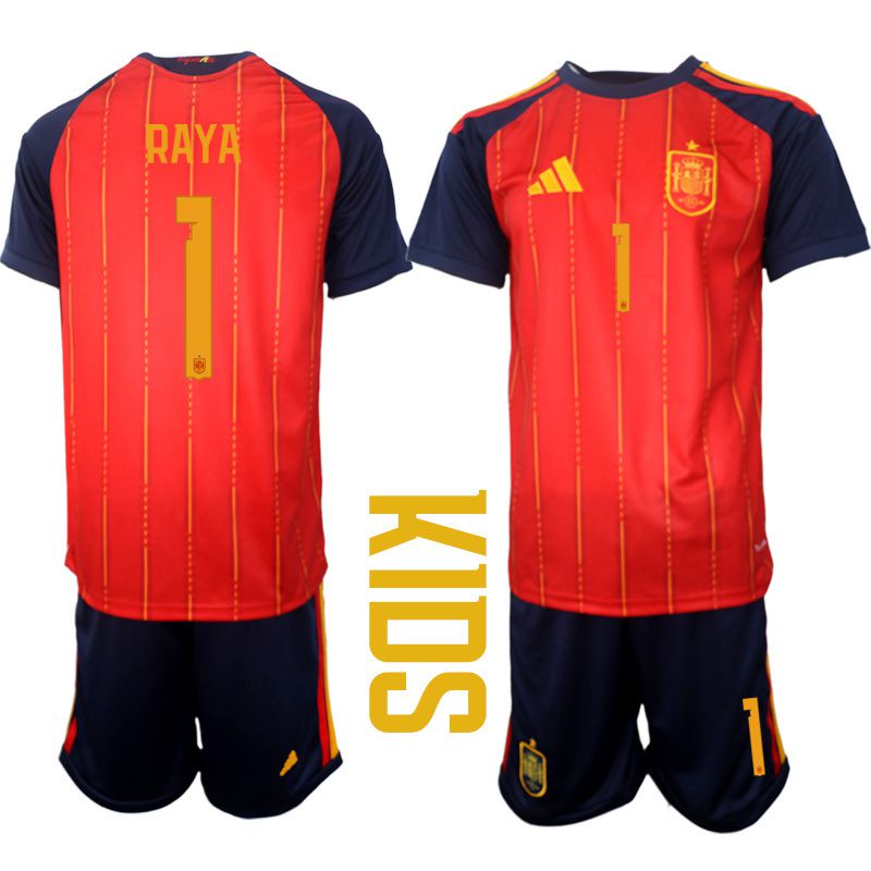 Youth 2026 World Cup National Team Spain home red #1 Soccer Jersey